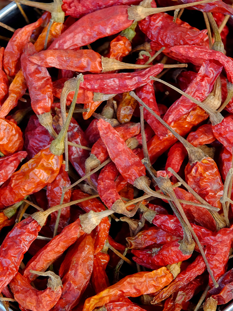 Close up of cayenne peppers