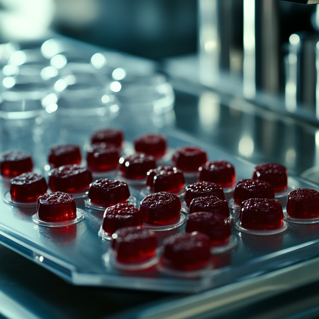 picture of red gummies made in our factory in the US