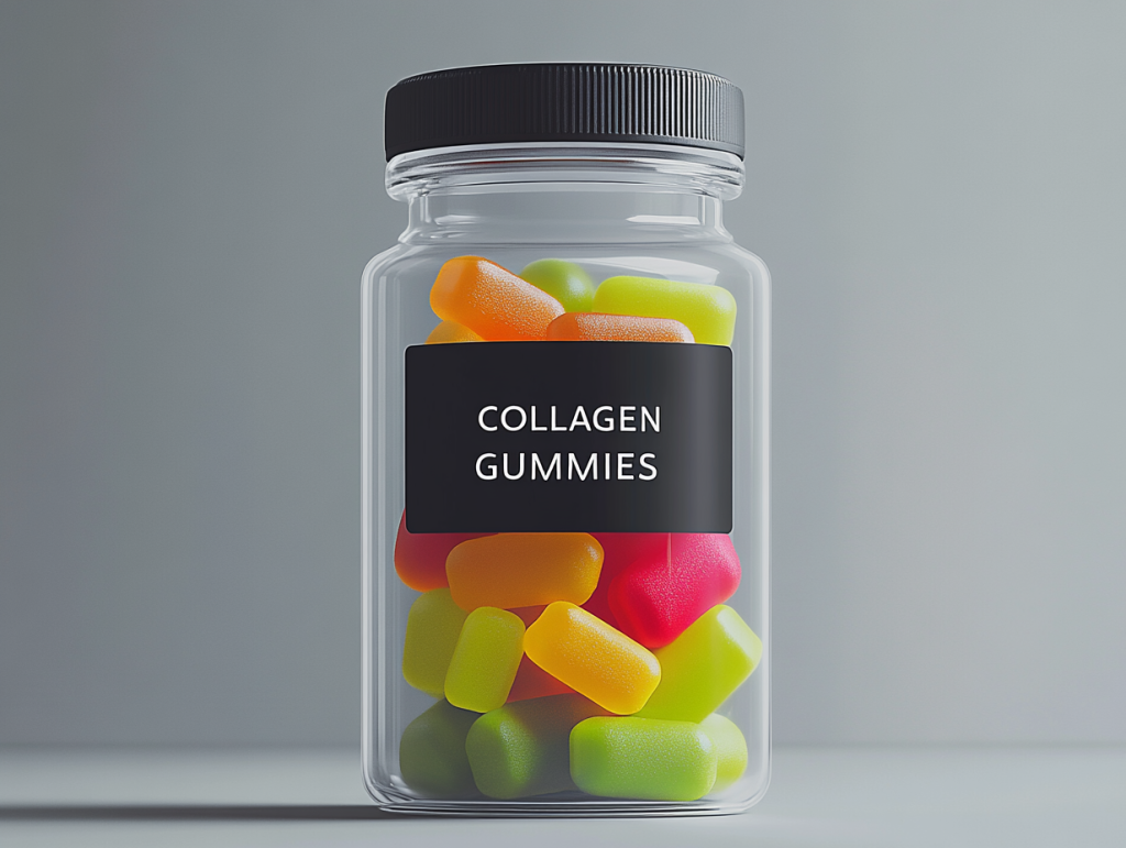 bottle of custom collagen gummies manufactured for a brand