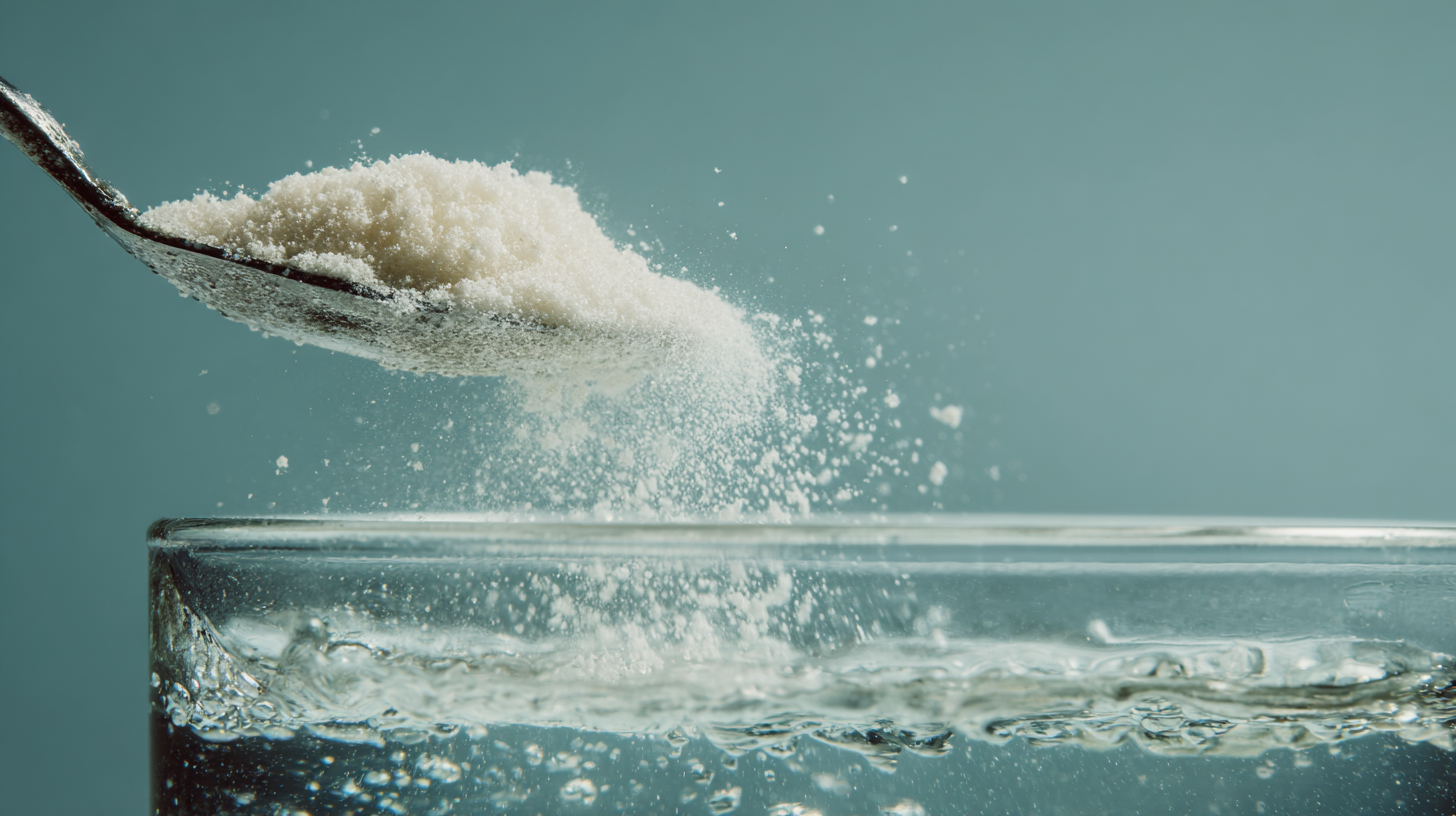 zoom in of quality private label hydration powder Stick Pack Pouring Into Water